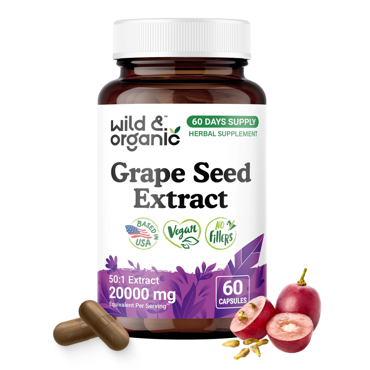 Grape Seed Extract Capsules - 60 Count