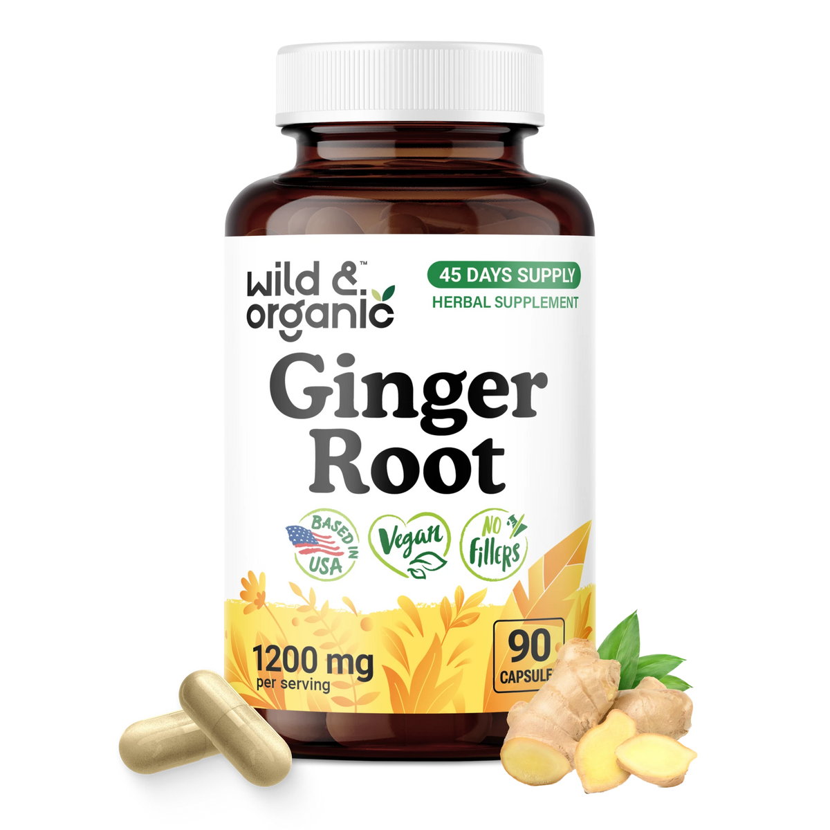 Ginger Root Capsules - 90 Count