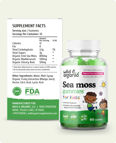 Sea moss gummies for kids supplement facts