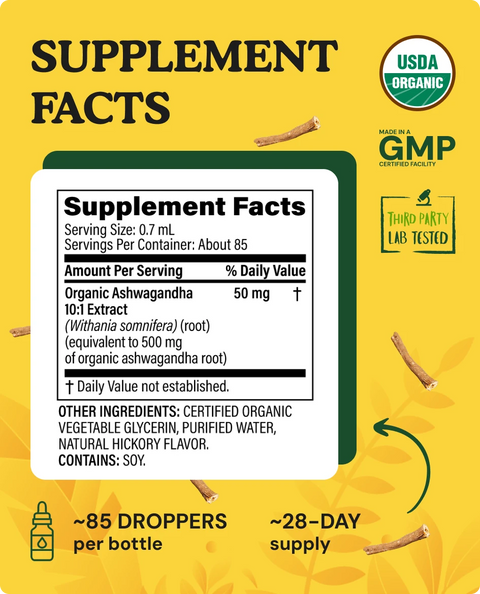 Organic Ashwagandha Liquid Drops - 2 fl. oz.