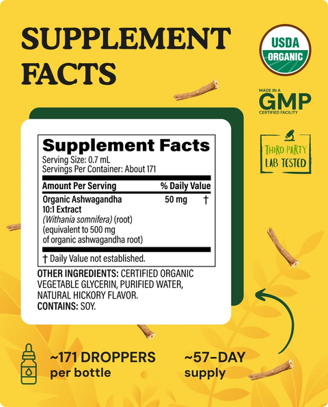 Organic Ashwagandha Liquid Drops - 4 fl. oz.
