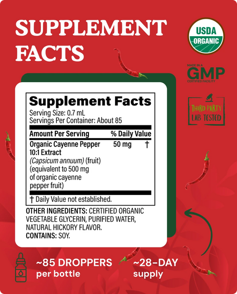 Organic Cayenne Pepper Extract Liquid Drops - 2 fl. oz.