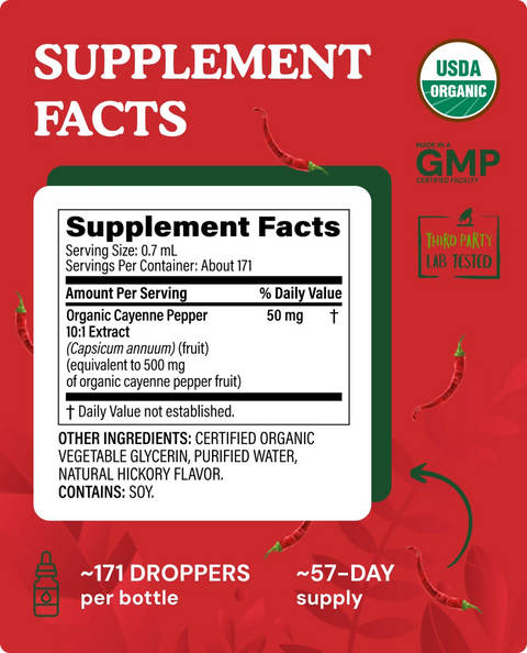 Organic Cayenne Pepper Extract Liquid Drops - 4 fl. oz.