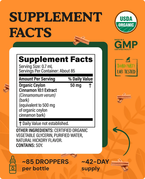 Organic Ceylon Cinnamon Liquid Drops - 2 fl. oz.