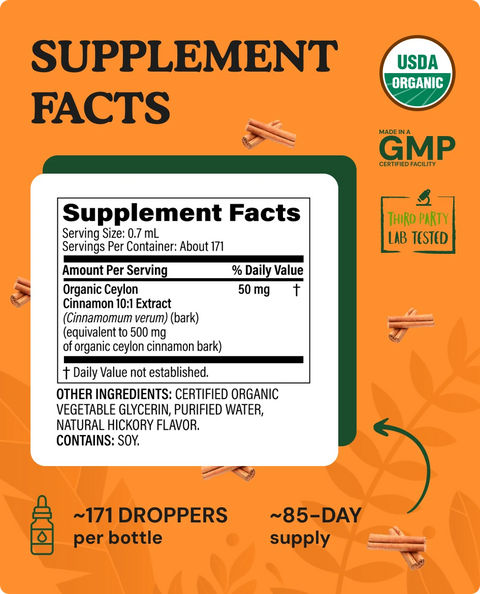 Organic Ceylon Cinnamon Liquid Drops - 4 fl. oz.