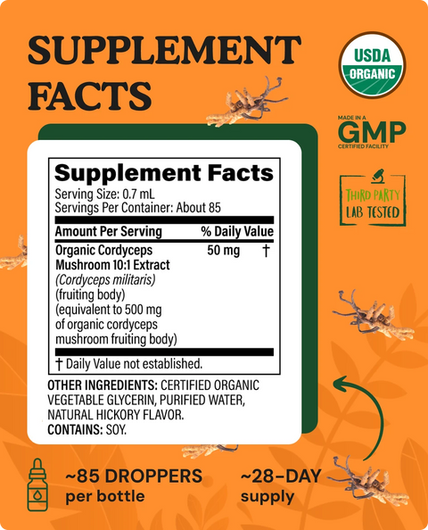 Organic Cordyceps Mushroom Liquid Drops - 2 fl. oz.