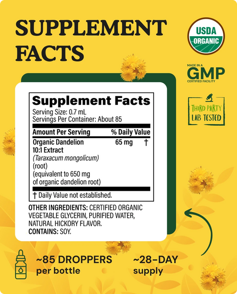 Organic Dandelion Root Liquid Drops - 2 fl. oz.