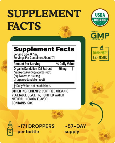 Organic Dandelion Root Liquid Drops - 4 fl. oz.