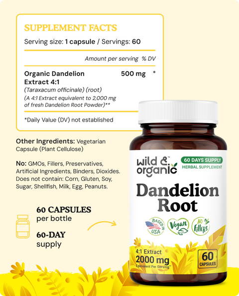 Dandelion Root Capsules - 60 Count