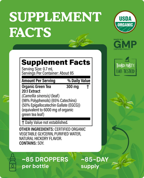 Organic Green Tea Extract Liquid Drops - 2 fl. oz.