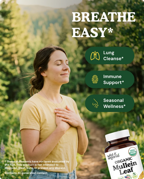 Organic Mullein Leaf Capsules — 90 Count