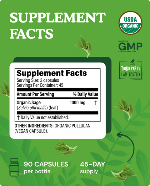 Organic Sage Capsules — 90 Count