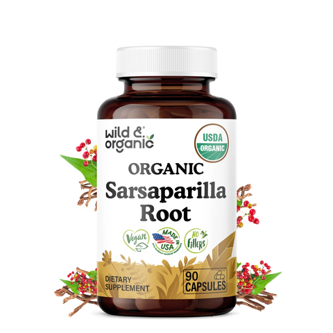 Organic Sarsaparilla Root Capsules — 90 Count