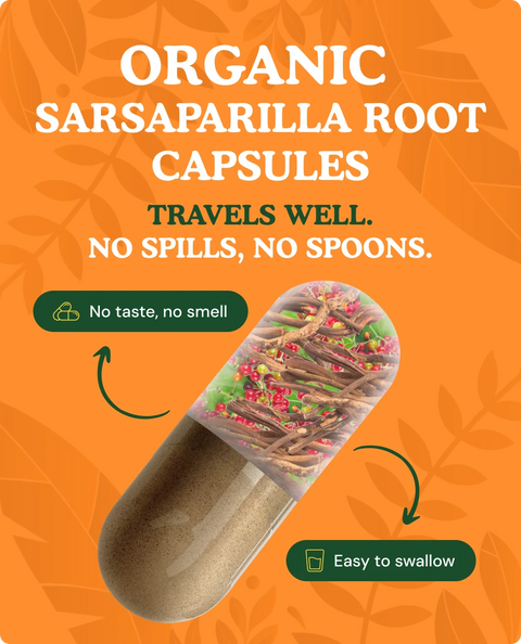 Organic Sarsaparilla Root Capsules — 90 Count