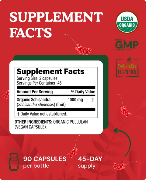 Organic Schisandra Capsules — 90 Count