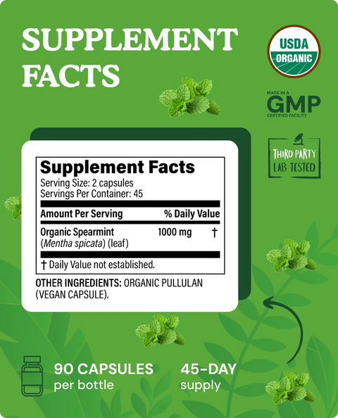 Organic Spearmint Leaf Capsules — 90 Count