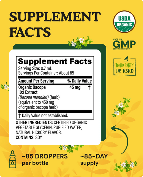 Organic Bacopa Monnieri Liquid Drops - 2 fl. oz.