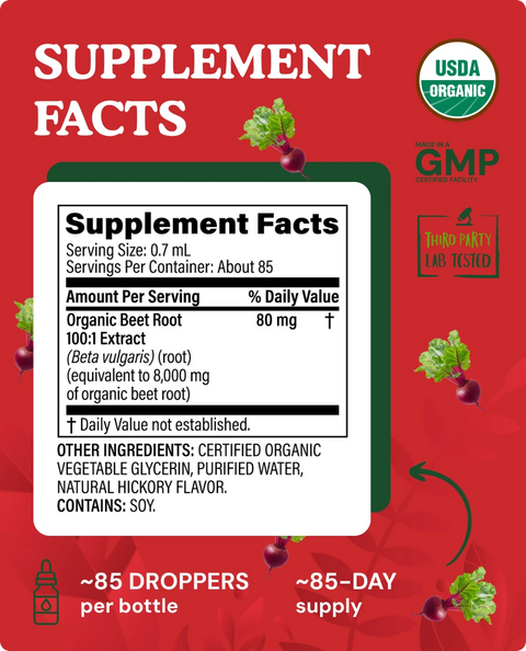 Organic Beet Root Extract Liquid Drops - 2 fl. oz.