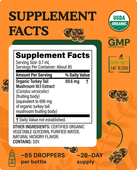 Organic Turkey Tail Mushroom Liquid Drops - 2 fl. oz.