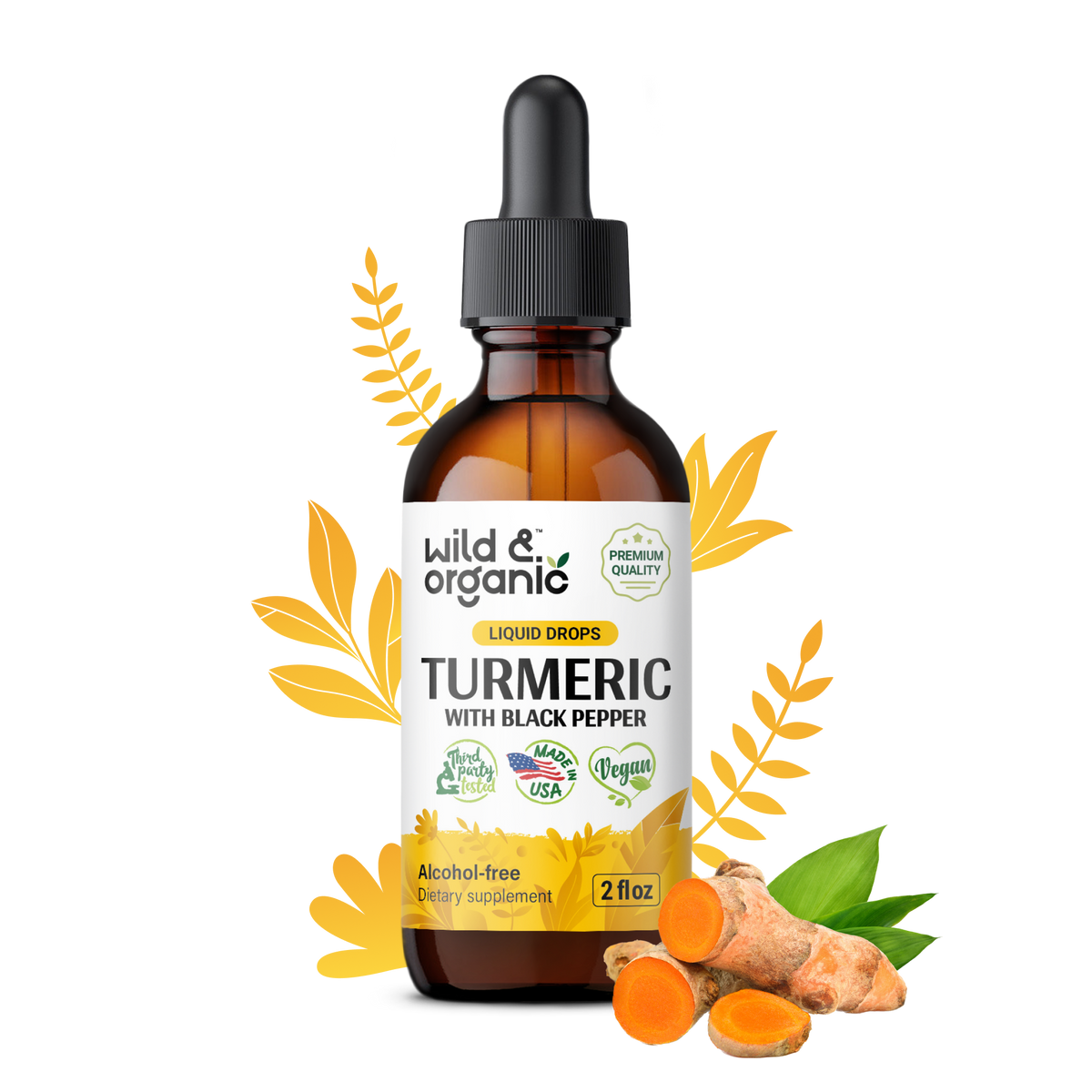 Buy Turmeric With Black Pepper Tincture - 2 fl.oz. Bottle | Wild & Organic