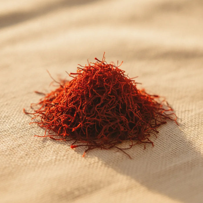 Macro of dried saffron threads